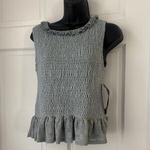 Chic Textured Sleeveless Blouse in Gray